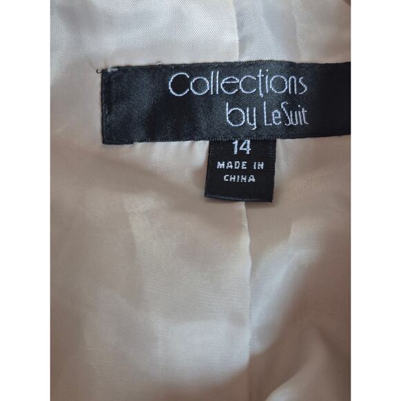 VTG Women Sz14 Brocade Le Suit Skirt Suit Ivory Bow Lined Luxury Old Money Chic - Picture 7 of 13